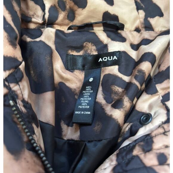 AQUA Leopard Print Hooded Puffer Jacket | Bold Animal Print Coat | Size S - Picture 4 of 7